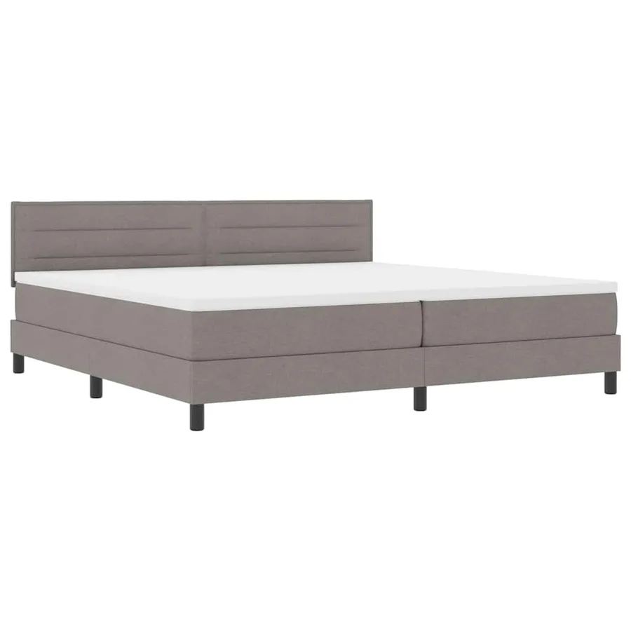 Lit à ressorts avec coussin Taupe 200 x 200 cm tissu - 4