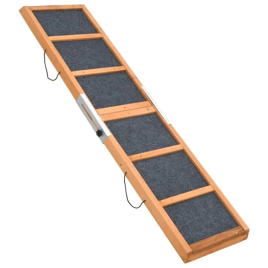 Rampe pour chiens gris 120x30 cm bois de sapin solide - 4