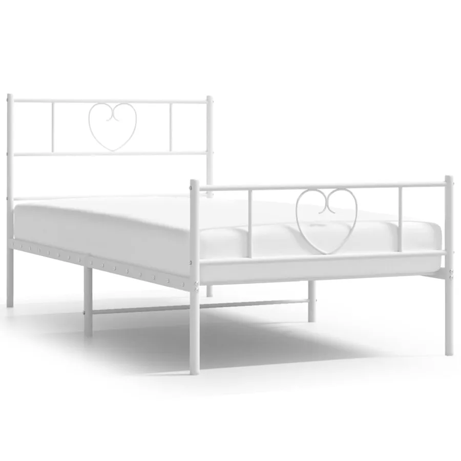 Cadre de lit métal sans matelas avec pied de lit blanc 80x200cm - 2