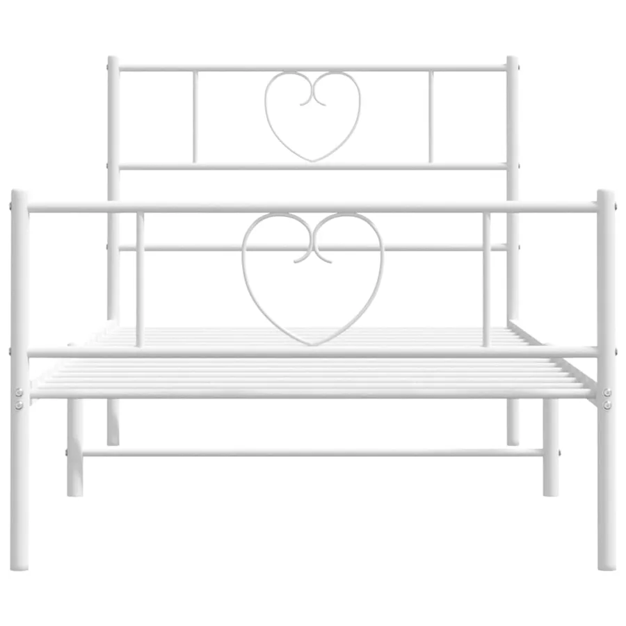 Cadre de lit métal sans matelas avec pied de lit blanc 80x200cm - 4