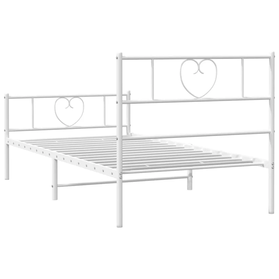 Cadre de lit métal sans matelas avec pied de lit blanc 80x200cm - 7