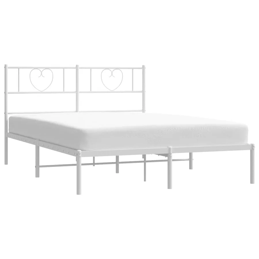 Cadre de lit métal sans matelas et tête de lit blanc 150x200 cm - 3