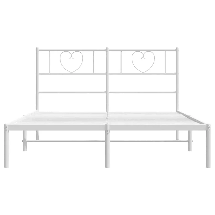 Cadre de lit métal sans matelas et tête de lit blanc 150x200 cm - 5