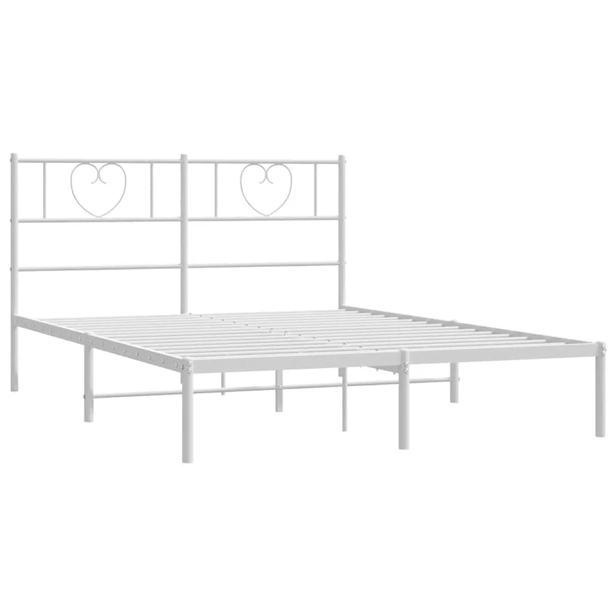Cadre de lit métal sans matelas et tête de lit blanc 150x200 cm - 6