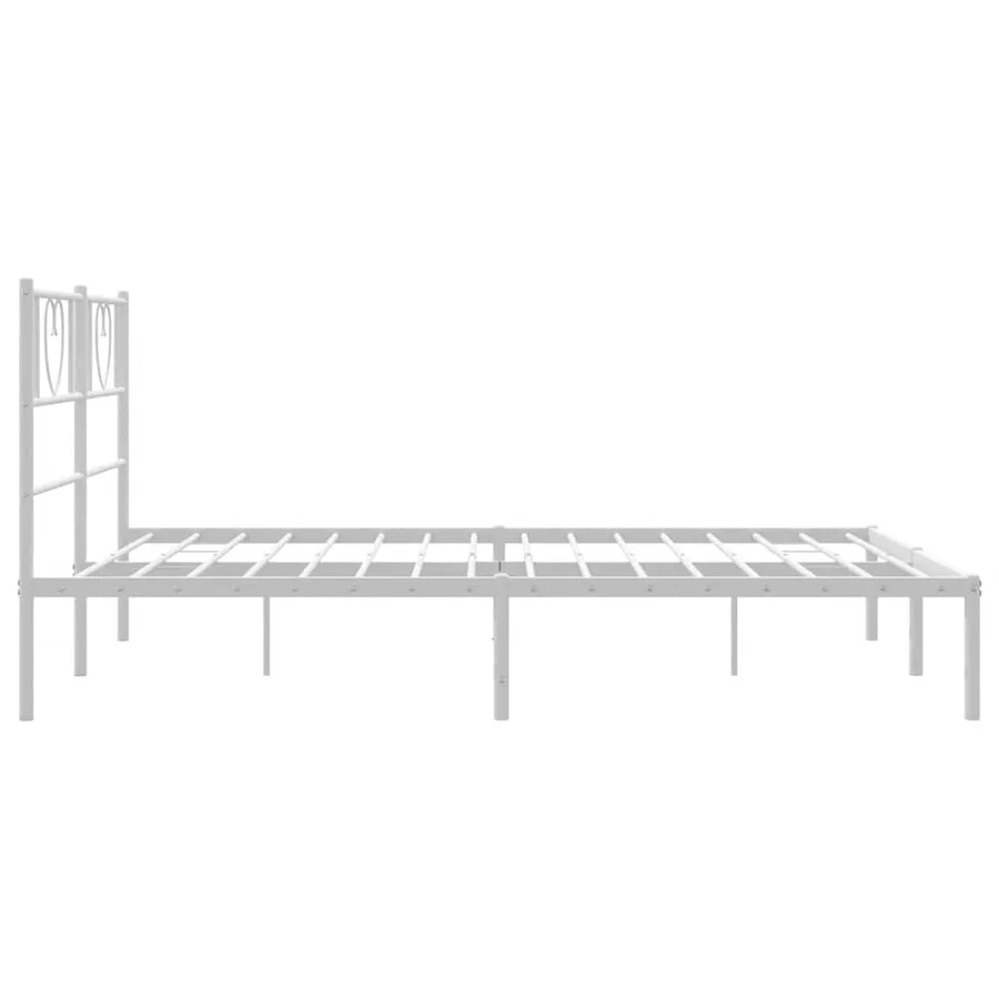 Cadre de lit métal sans matelas et tête de lit blanc 150x200 cm - 7
