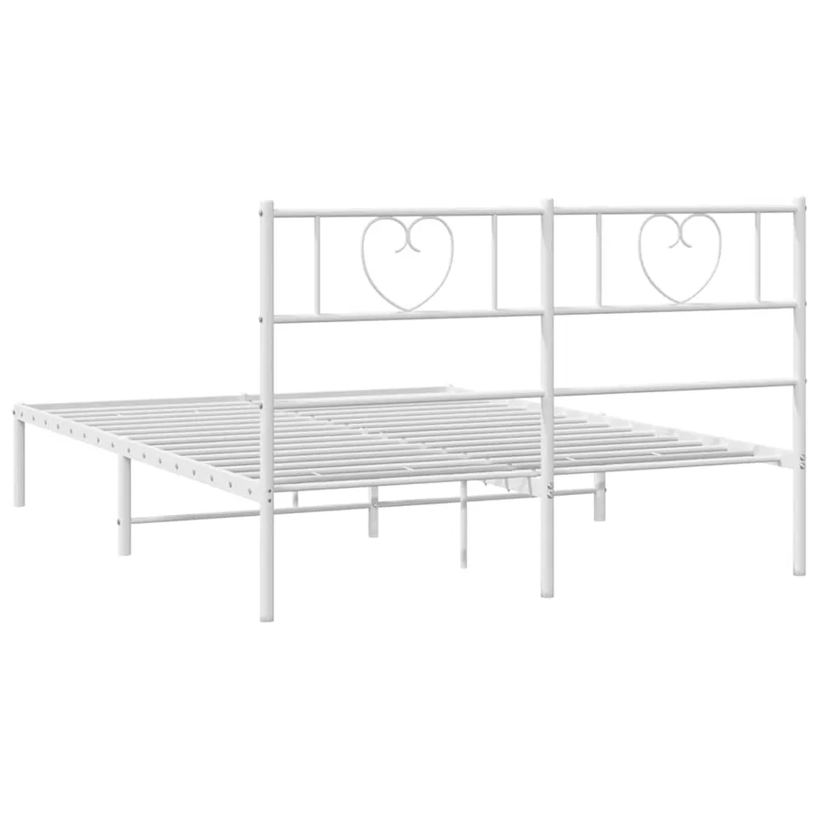 Cadre de lit métal sans matelas et tête de lit blanc 150x200 cm - 8