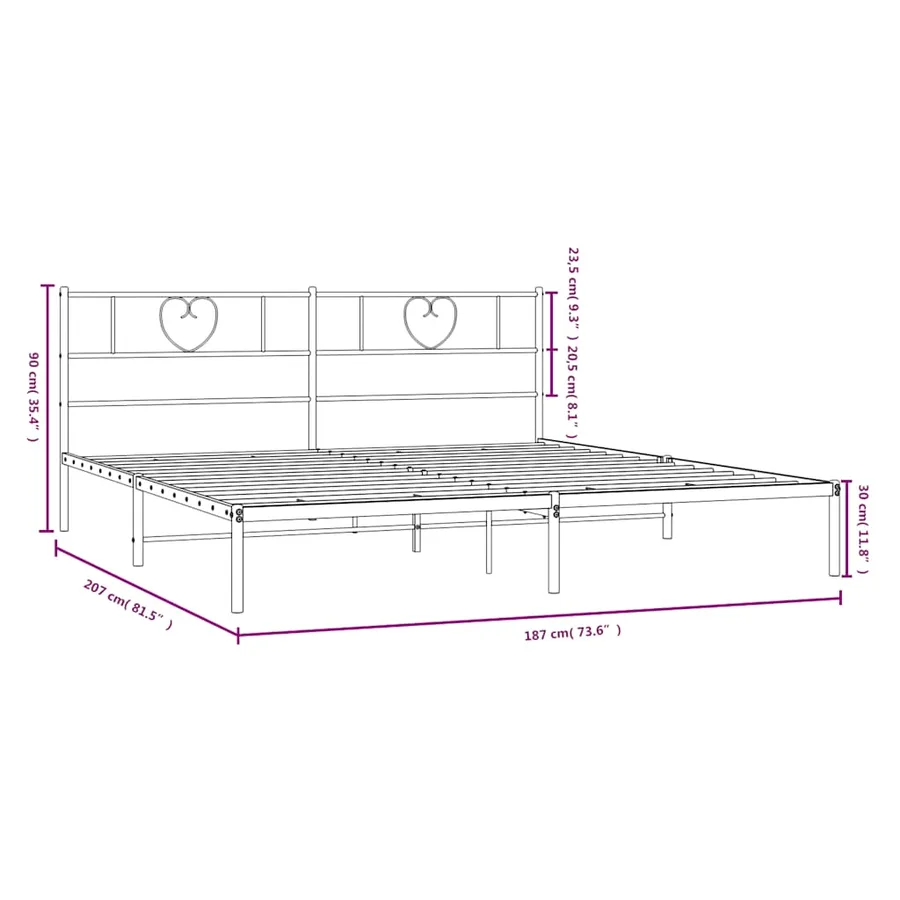 Cadre de lit métal sans matelas et tête de lit blanc 180x200 cm - 9