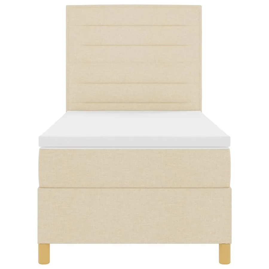Lit à ressorts avec matelas Crème 80 x 200 cm tissu - 7