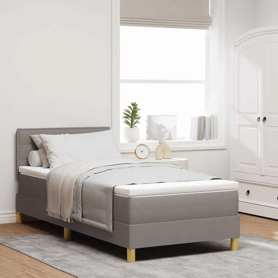 Lit à ressorts avec coussin Taupe 80 x 200 cm tissu