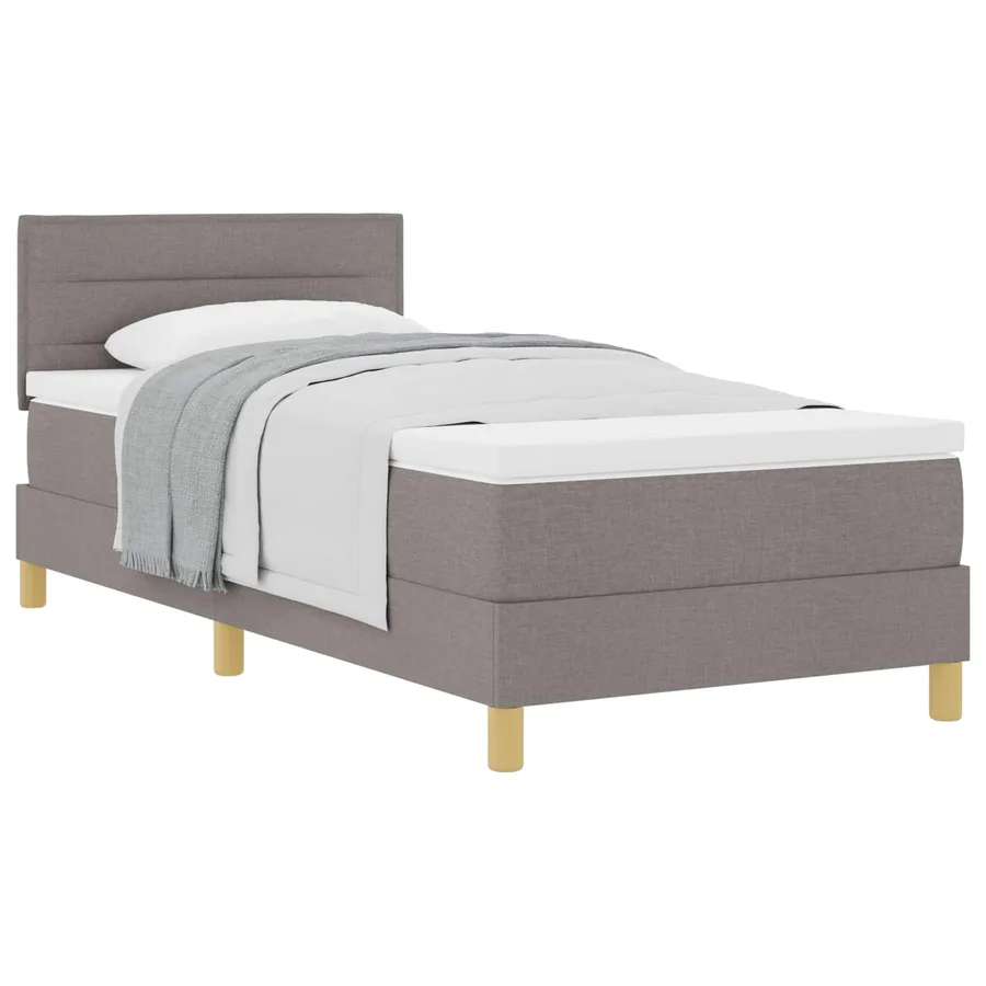 Lit à ressorts avec coussin Taupe 80 x 200 cm tissu - 2