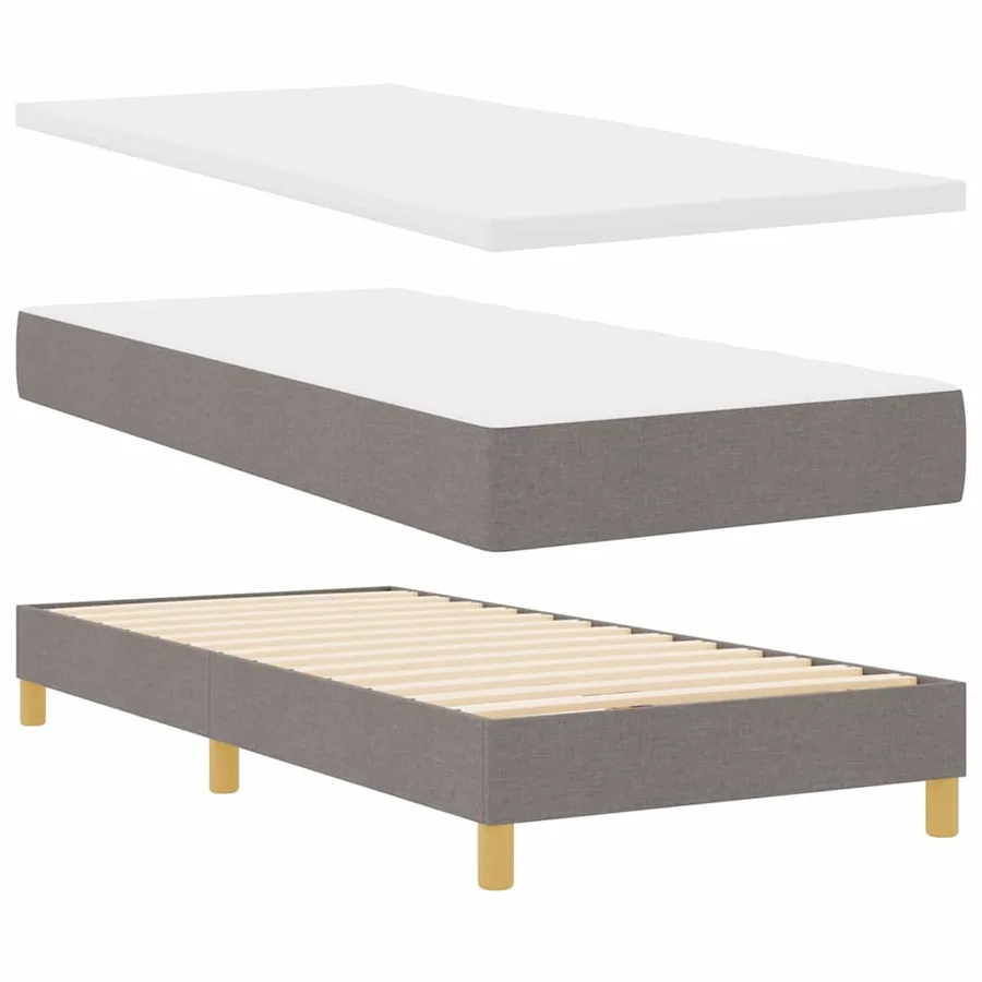 Lit à ressorts avec coussin Taupe 80 x 200 cm tissu - 5