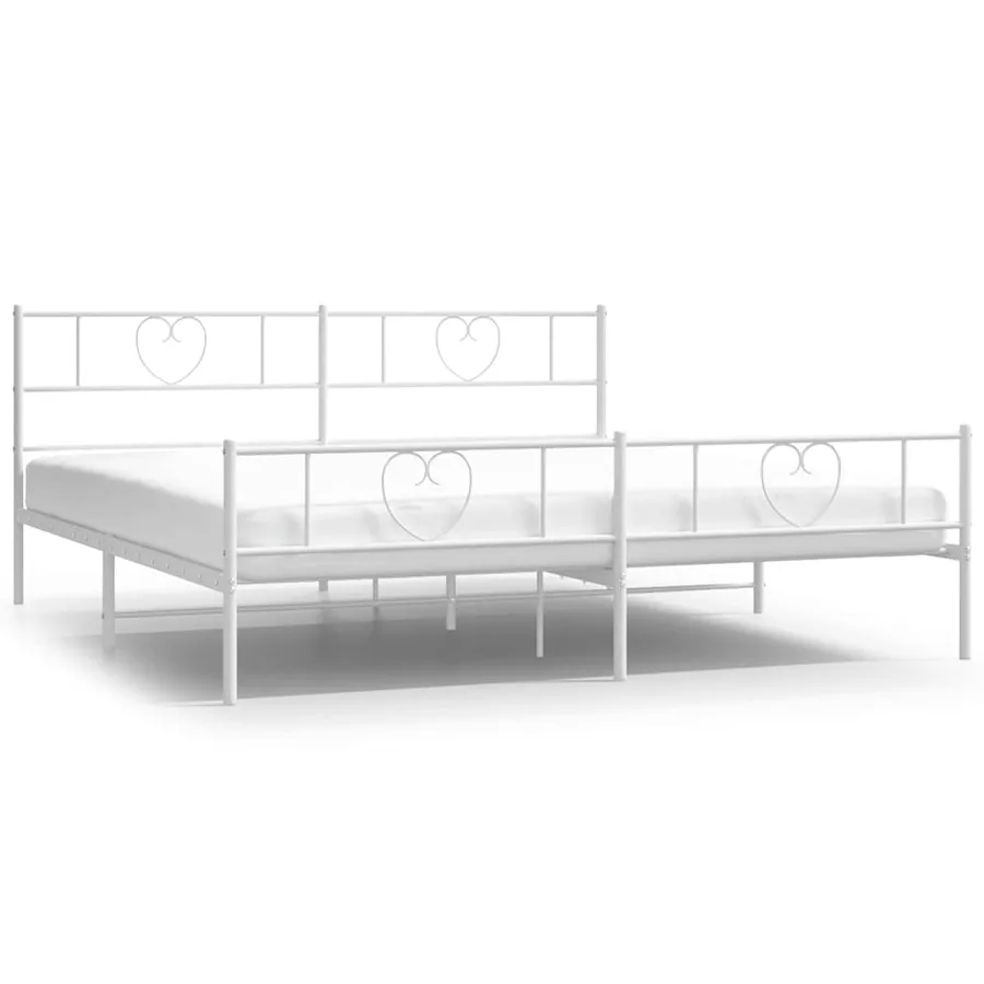 Cadre de lit métal sans matelas et pied de lit blanc 183x213 cm - 2