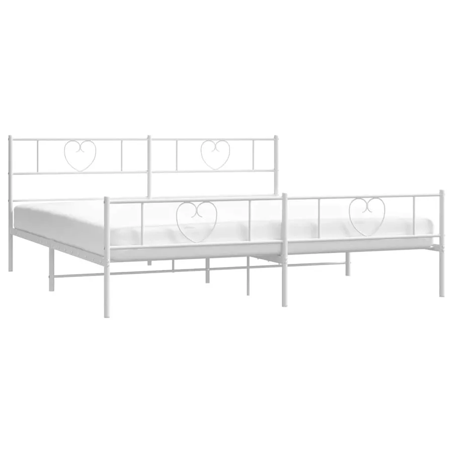 Cadre de lit métal sans matelas et pied de lit blanc 183x213 cm - 3