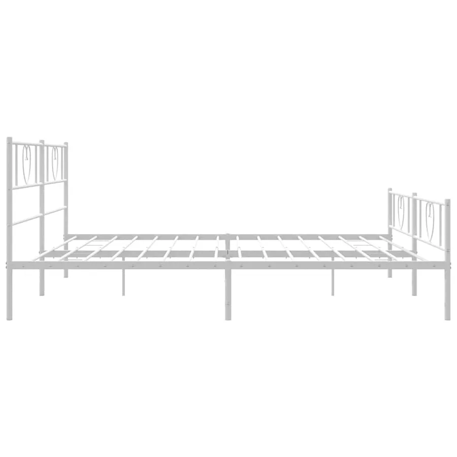 Cadre de lit métal sans matelas et pied de lit blanc 183x213 cm - 7