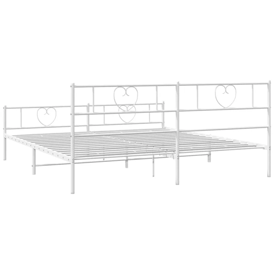 Cadre de lit métal sans matelas et pied de lit blanc 183x213 cm - 8