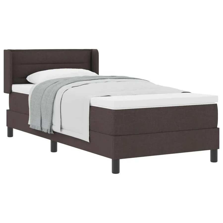Lit à ressorts avec tête de lit Marron foncé 200 x 80 cm tissu - 2