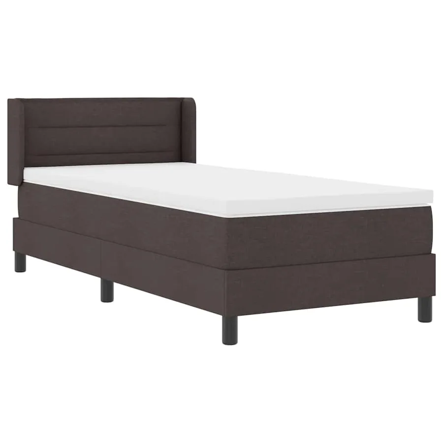 Lit à ressorts avec tête de lit Marron foncé 200 x 80 cm tissu - 6