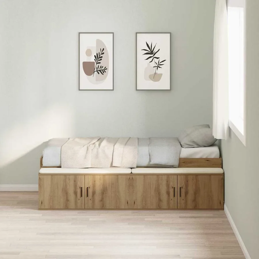 Cadre de lit Chêne artisanal 90 x 200 cm Bois d'ingénierie - 3