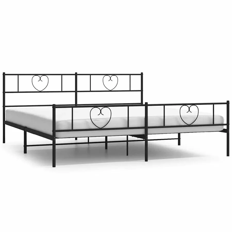 Cadre de lit métal sans matelas avec pied de lit noir 193x203cm - 2