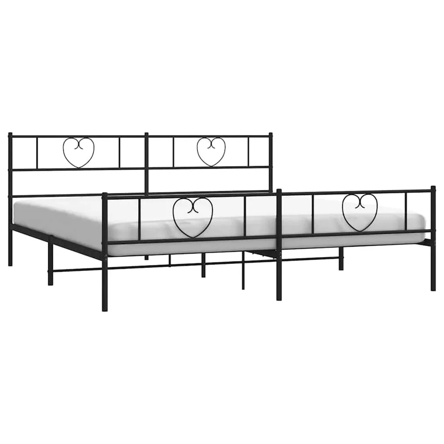 Cadre de lit métal sans matelas avec pied de lit noir 193x203cm - 3