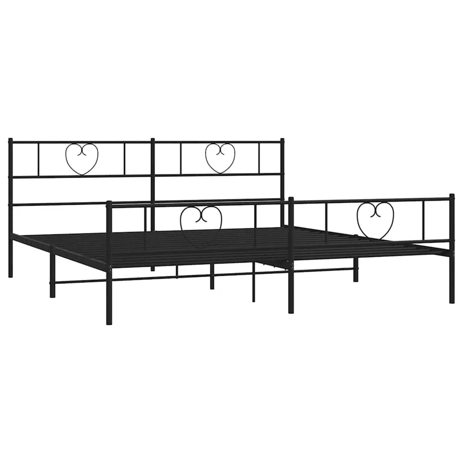 Cadre de lit métal sans matelas avec pied de lit noir 193x203cm - 5