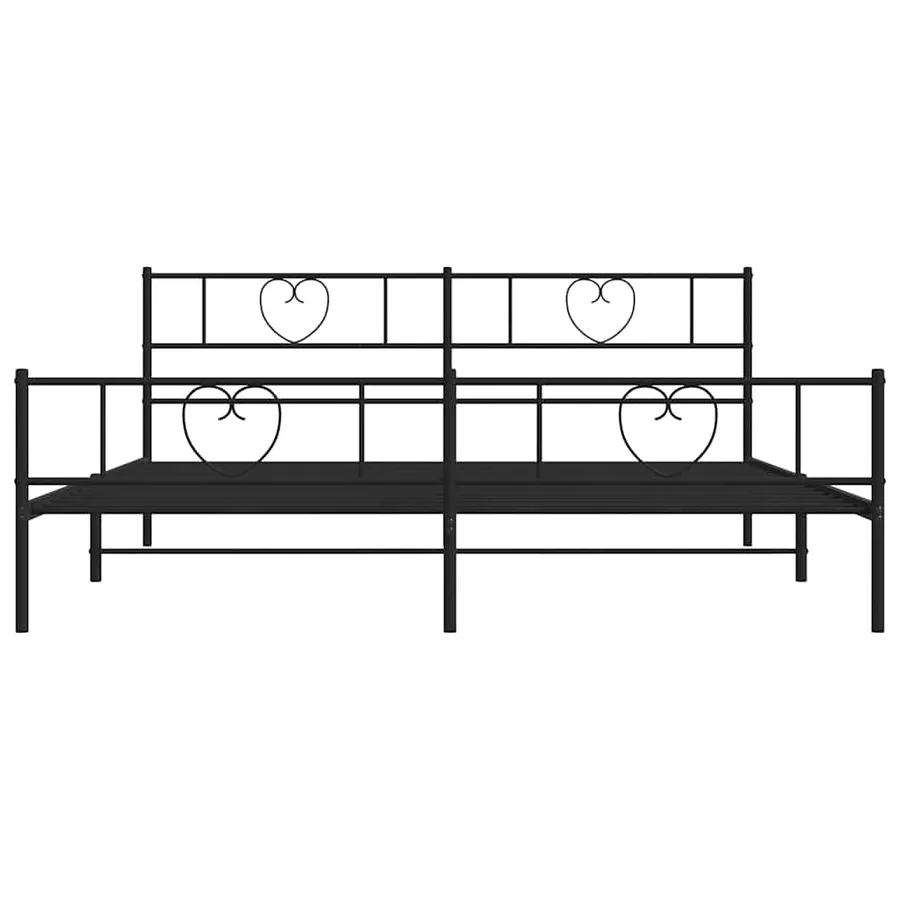 Cadre de lit métal sans matelas avec pied de lit noir 193x203cm - 6