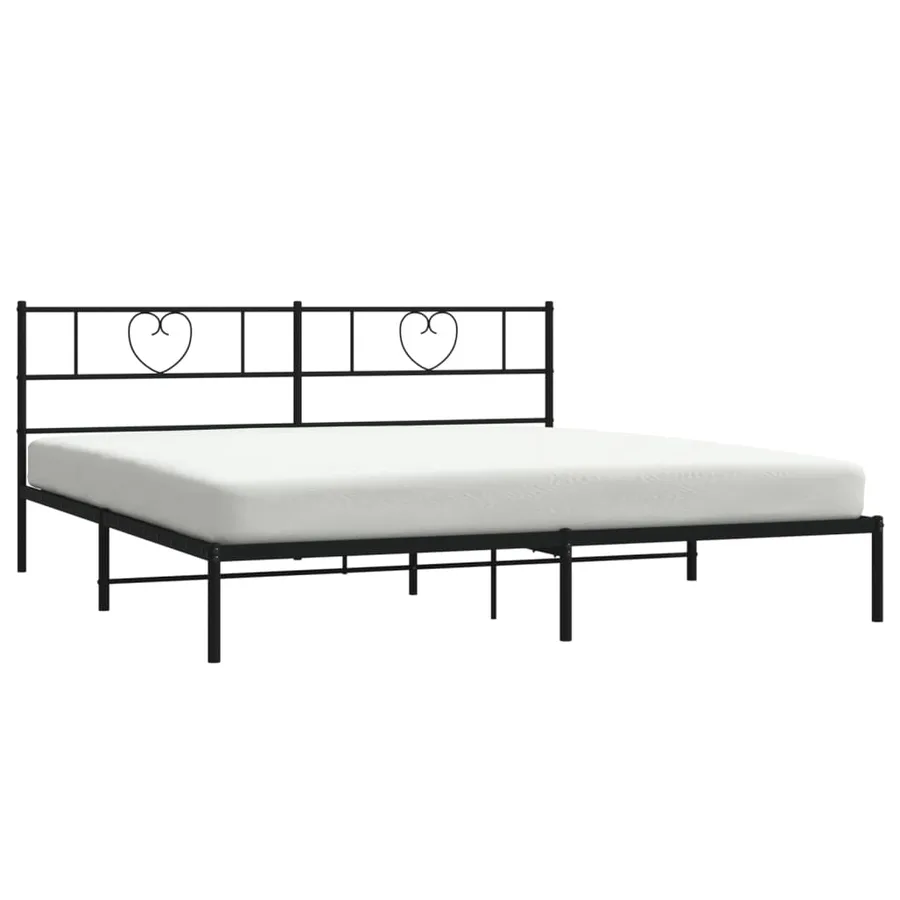 Cadre de lit métal sans matelas avec tête de lit noir 200x200cm - 3
