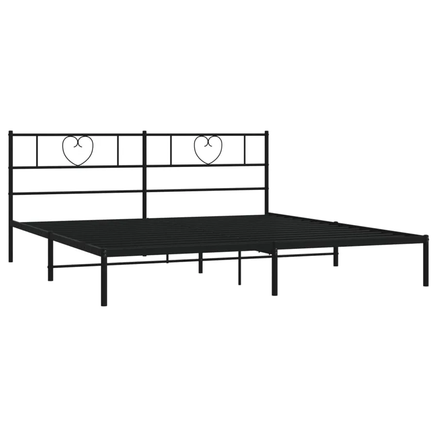 Cadre de lit métal sans matelas avec tête de lit noir 200x200cm - 4