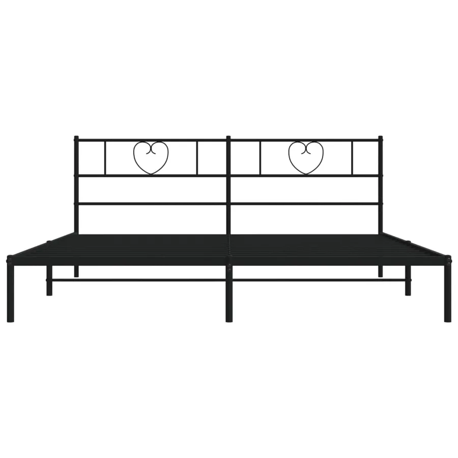 Cadre de lit métal sans matelas avec tête de lit noir 200x200cm - 5