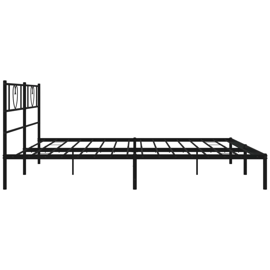 Cadre de lit métal sans matelas avec tête de lit noir 200x200cm - 6