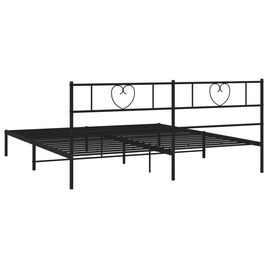 Cadre de lit métal sans matelas avec tête de lit noir 200x200cm - 7