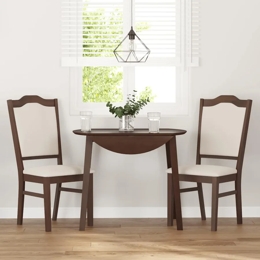 Chaises de salle à manger avec coussins (2 pcs) bois massif marron caoutchouc - 3