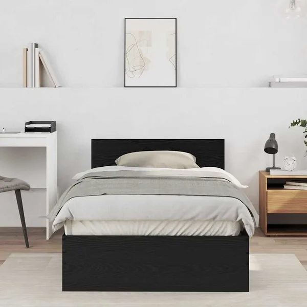 Cadre de lit Chêne noir 203 x 104 x 70 cm Bois d'ingénierie