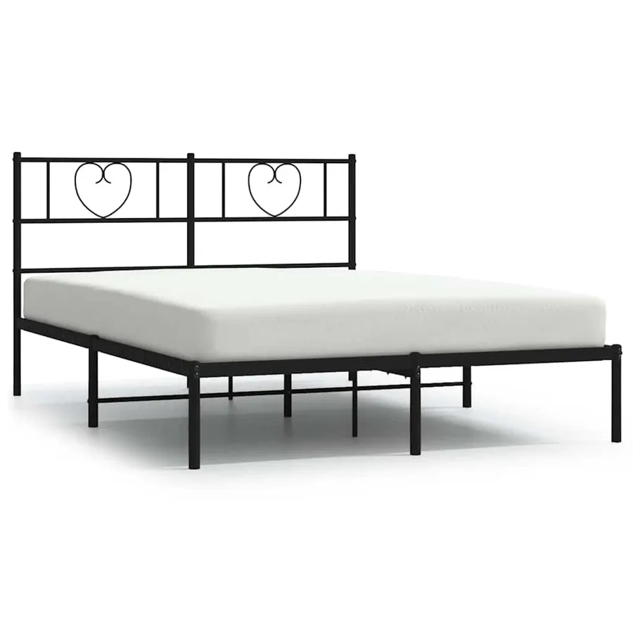 Cadre de lit métal sans matelas et tête de lit noir 160x200 cm - 2