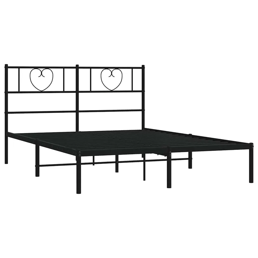 Cadre de lit métal sans matelas et tête de lit noir 160x200 cm - 4