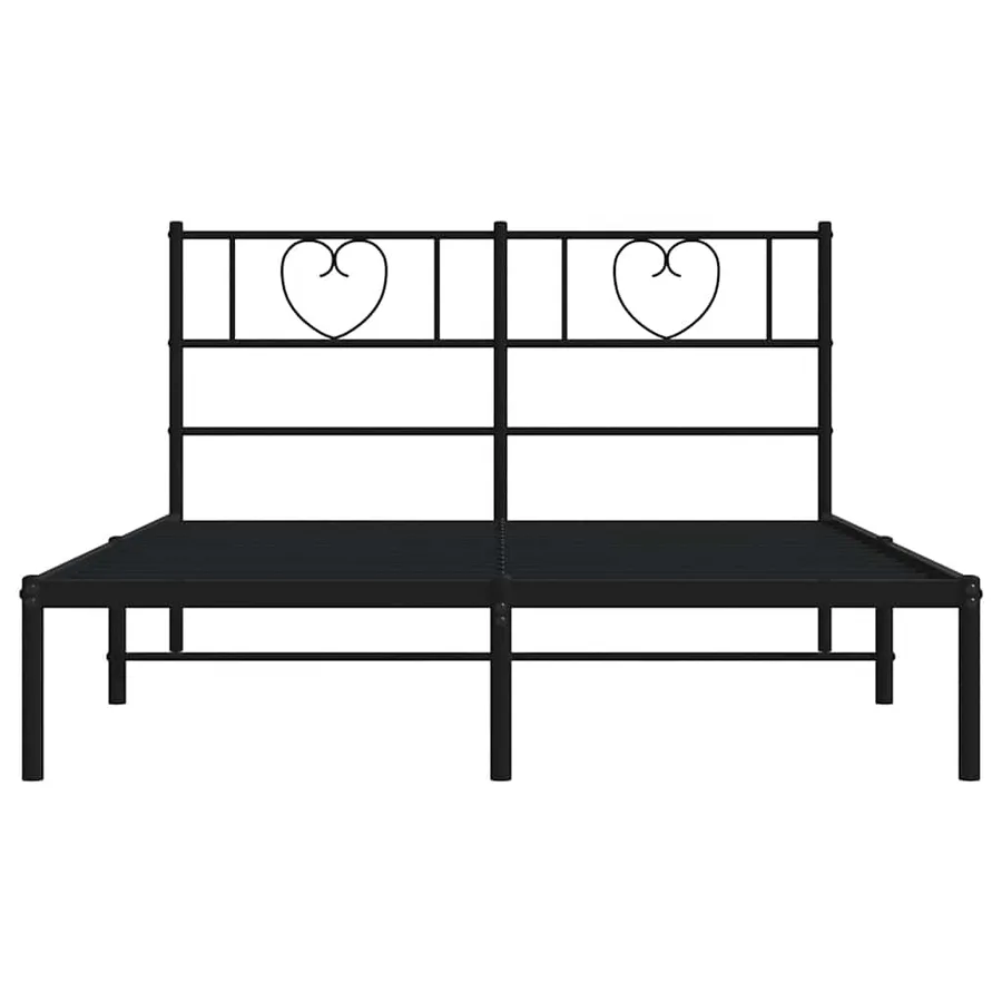 Cadre de lit métal sans matelas et tête de lit noir 160x200 cm - 5
