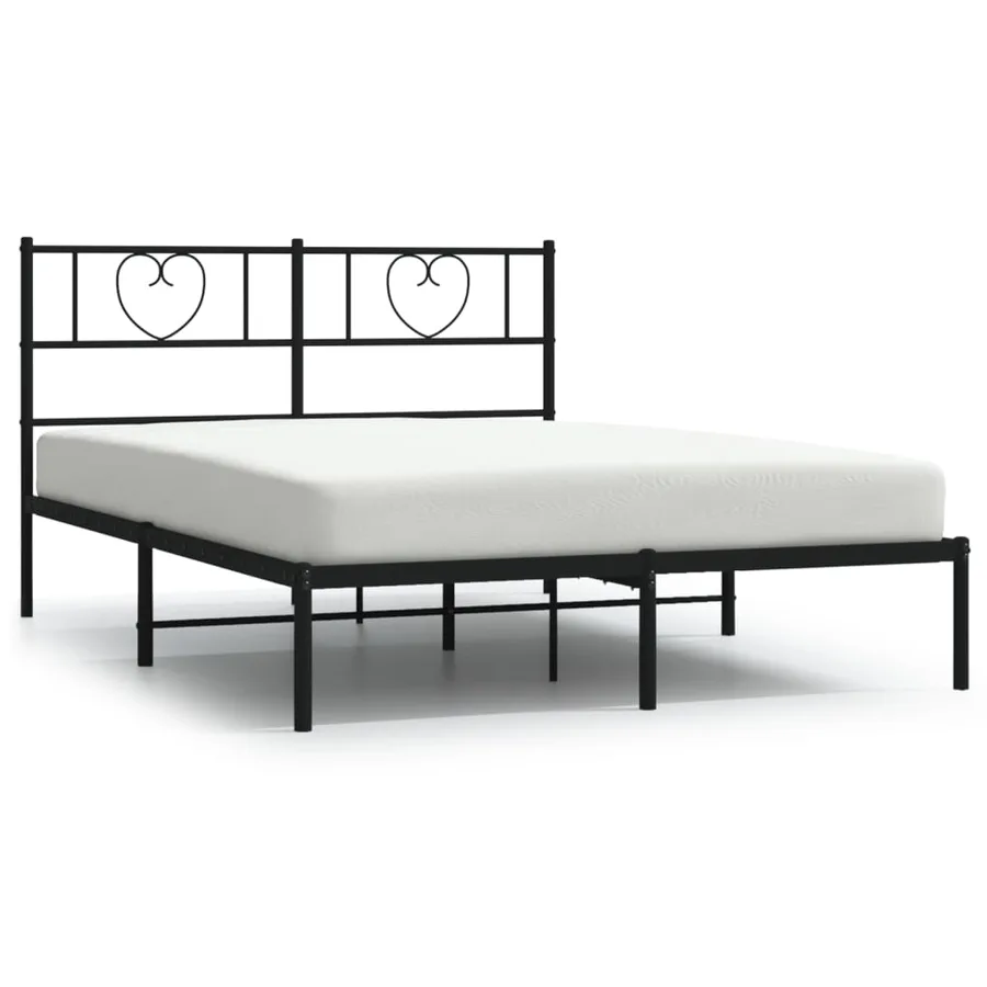 Cadre de lit métal sans matelas avec tête de lit noir 140x200cm - 2