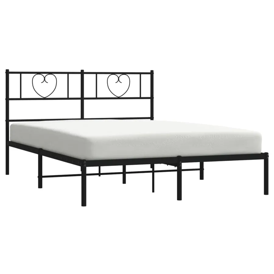 Cadre de lit métal sans matelas avec tête de lit noir 140x200cm - 3