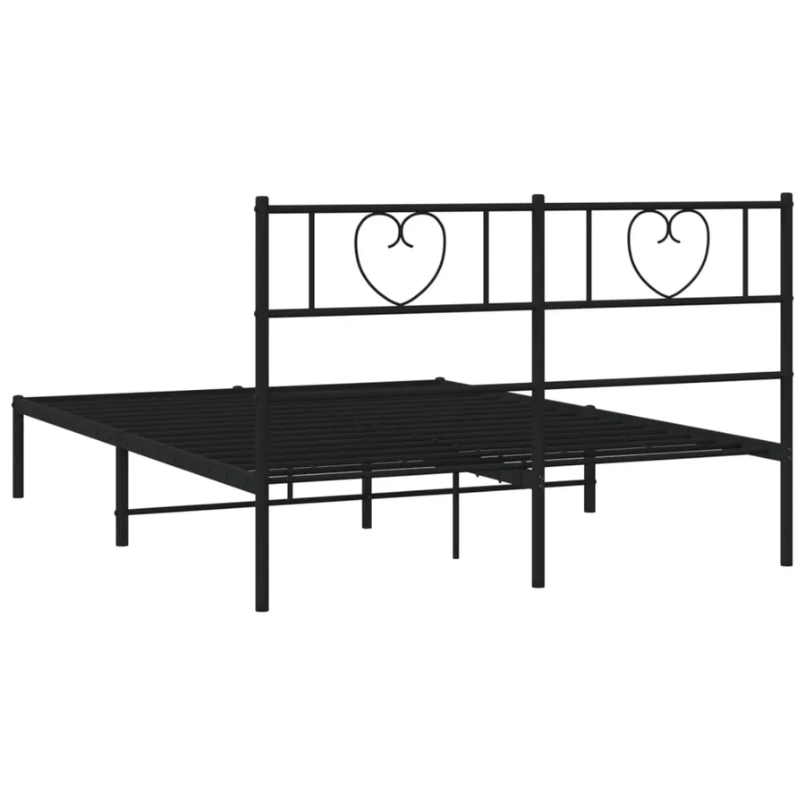 Cadre de lit métal sans matelas avec tête de lit noir 140x200cm - 7