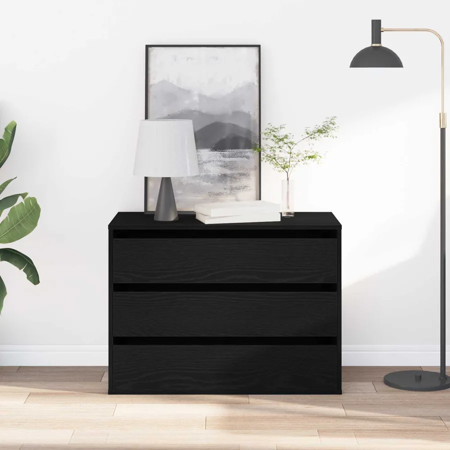 Armoire à tiroirs Noir 80 x 41 x 58 cm Bois d'ingénierie - 4