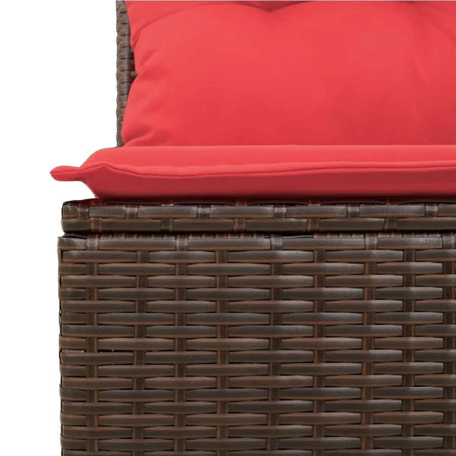 Ensemble de canapé de jardin 7 pcs avec coussins marron résine tressée - 4