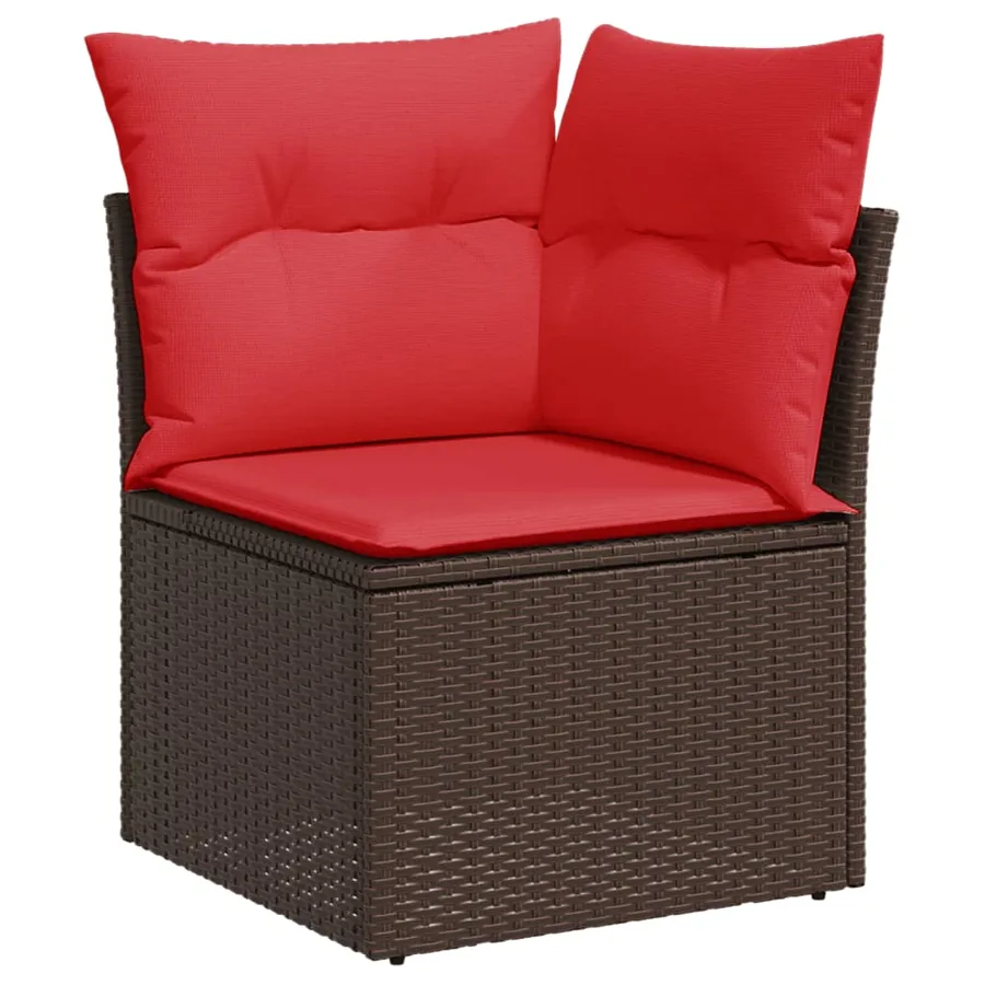 Ensemble de canapé de jardin 7 pcs avec coussins marron résine tressée - 6