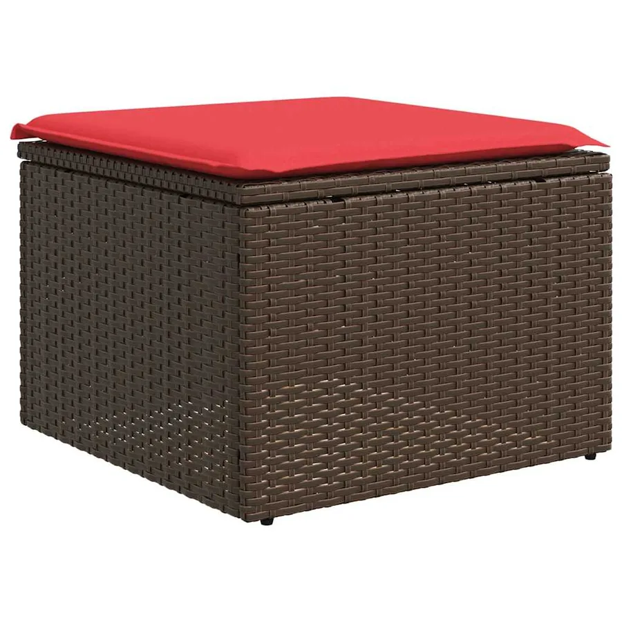Ensemble de canapé de jardin 6 pcs avec coussins marron résine tressée - 7