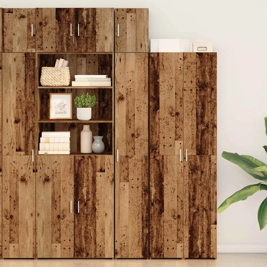 Armoire de rangement 2 pièces avec étagères 2 pcs Bois ancien