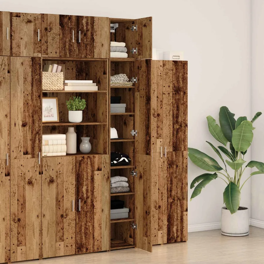Armoire de rangement 2 pièces avec étagères 2 pcs Bois ancien - 4