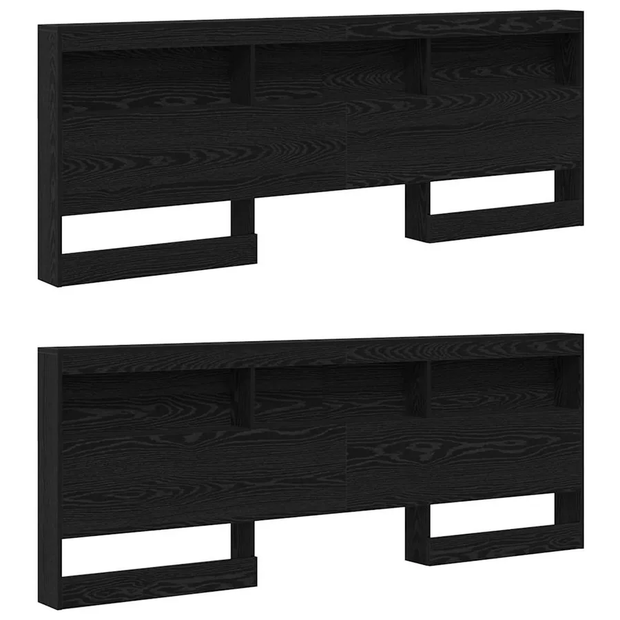 Tête de lit de rangement Chêne noir 200 cm Bois d'ingénierie - 5