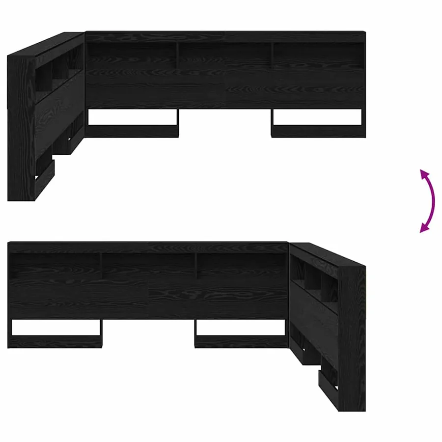 Tête de lit de rangement Chêne noir 200 cm Bois d'ingénierie - 8