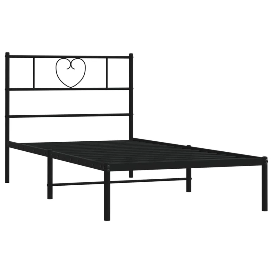 Cadre de lit métal sans matelas avec tête de lit noir 75x190 cm - 4