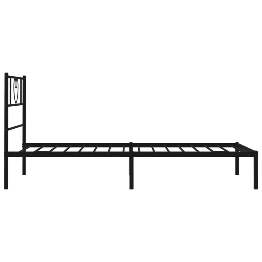 Cadre de lit métal sans matelas avec tête de lit noir 75x190 cm - 6