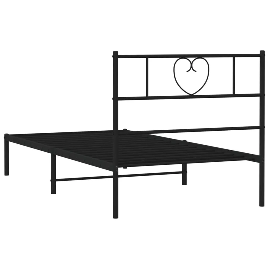 Cadre de lit métal sans matelas avec tête de lit noir 75x190 cm - 7